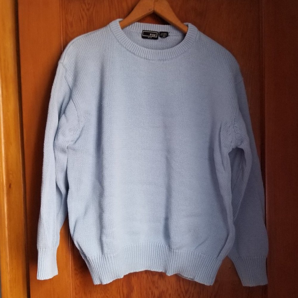 COPY - Vintage 90s, medium weight cotton sweater, M, L, pale blue, Fox